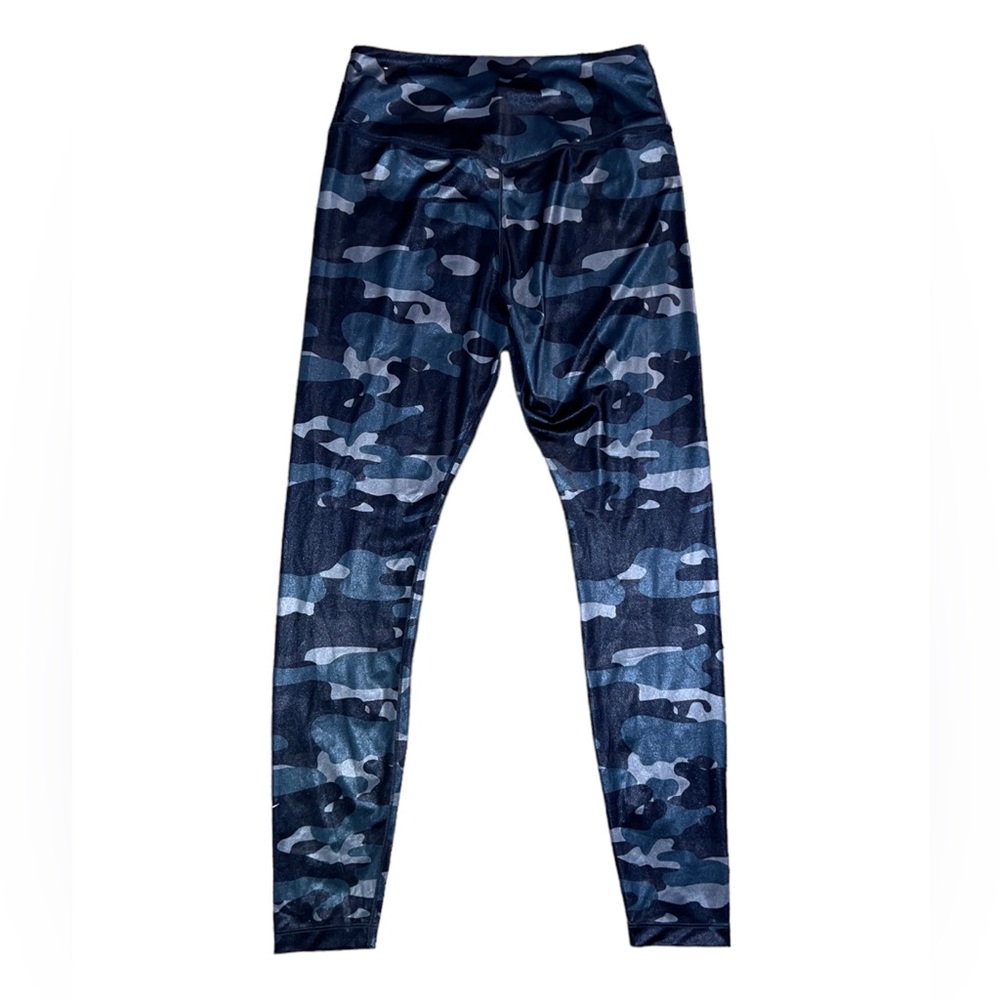 Nike Dri-FIT One Mid-Rise Thunder Blue Shiny Camo Leggings Women’s Size … - Picture 3 of 8